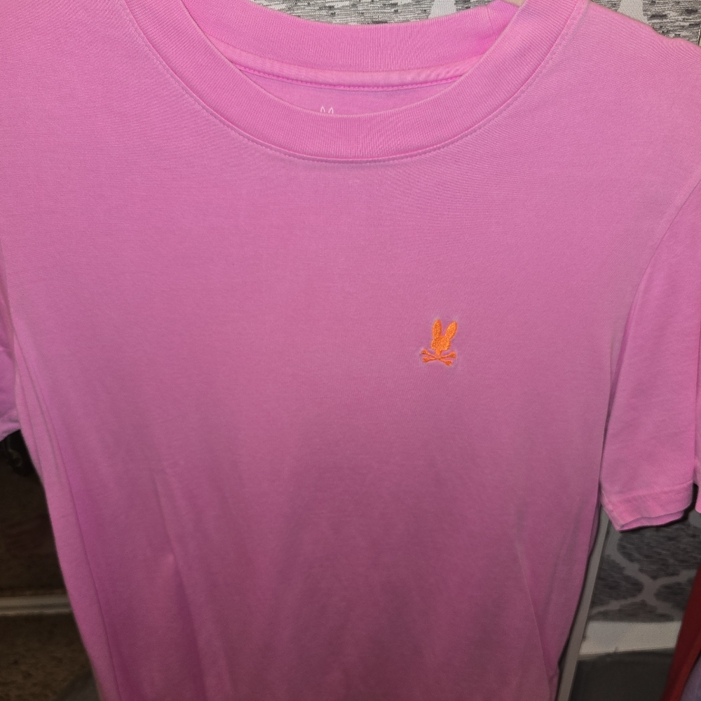 Men's Pink Crew Neck T‑Shirt with Contrast Embroidery